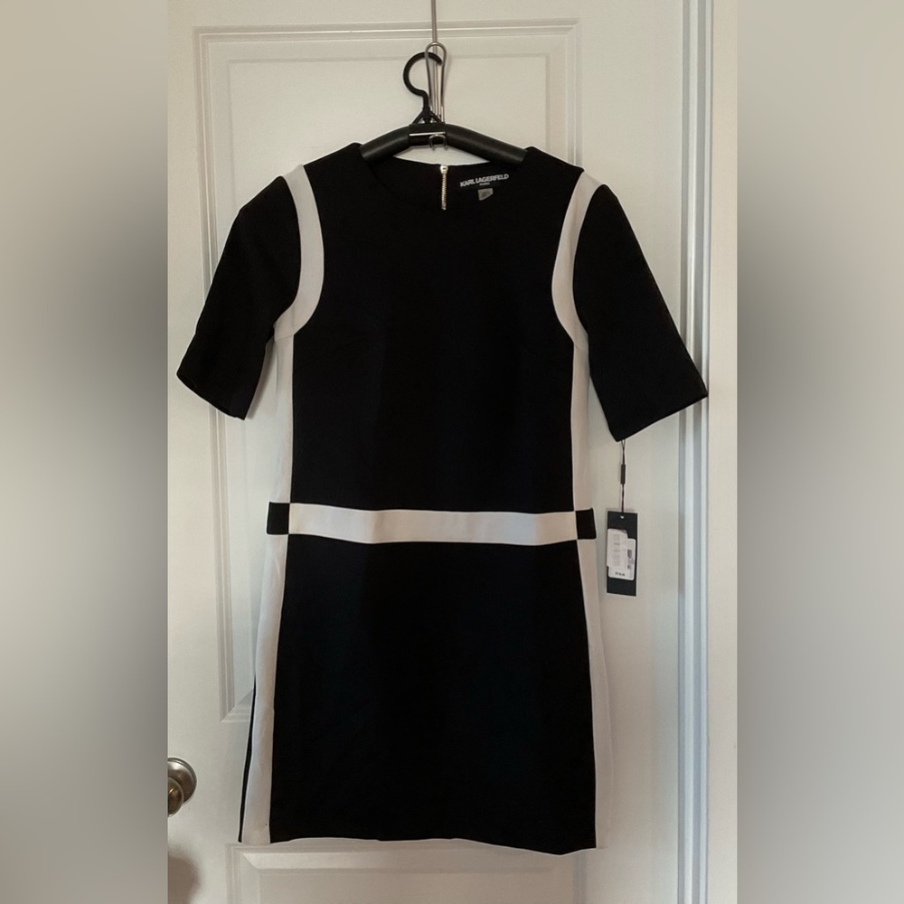 Karl Lagerfeld Black and White Midi Dress